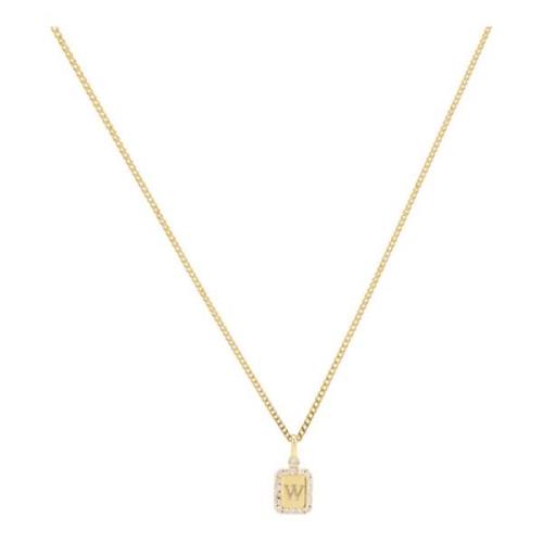 Tiny Pavé Tag Ketting Goud Vedder & Vedder , Yellow , Dames