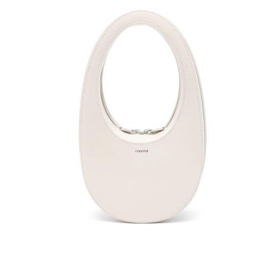 Witte Mini Swipe Tas met Cirkelvormige Rits Coperni , White , Dames