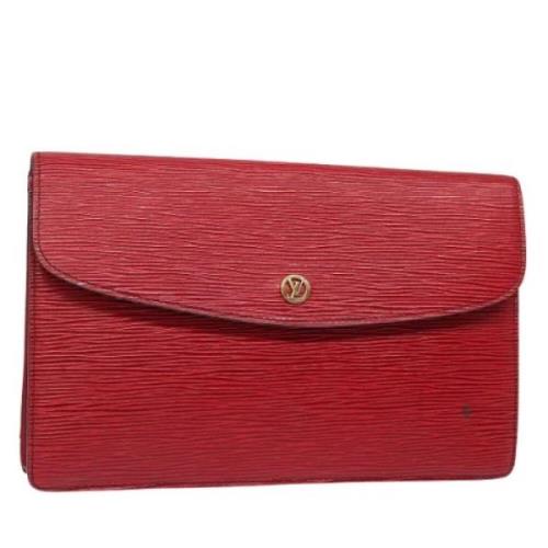 Pre-owned Leather clutches Louis Vuitton Vintage , Red , Dames