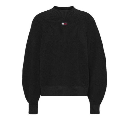 Badge Mockneck Trui - Zwart Tommy Hilfiger , Black , Dames