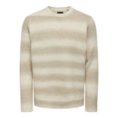 Gradient Crew Knit Sweater Only & Sons , Beige , Heren