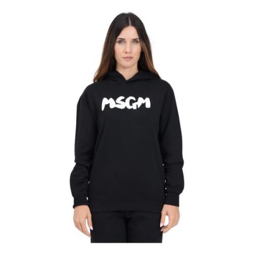 Zwarte hoodie met logoprint Msgm , Black , Dames