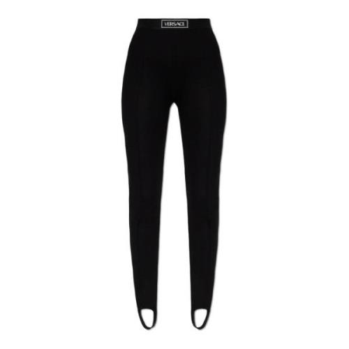 Leggings met logo Versace , Black , Dames