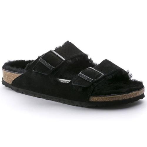 Shearling Sandalen - Zwart Birkenstock , Black , Dames