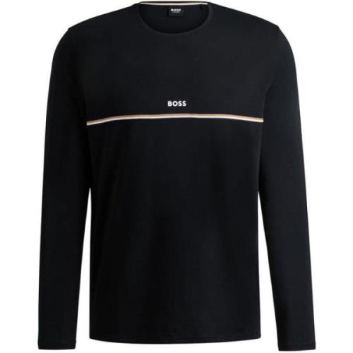 Biologisch Katoenen Longsleeve Pyjamashirt Boss , Black , Heren