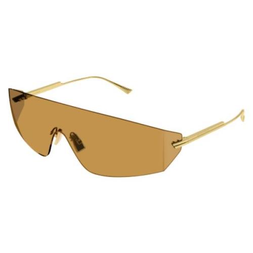 Rimless zonnebril in goud Bottega Veneta , Yellow , Unisex