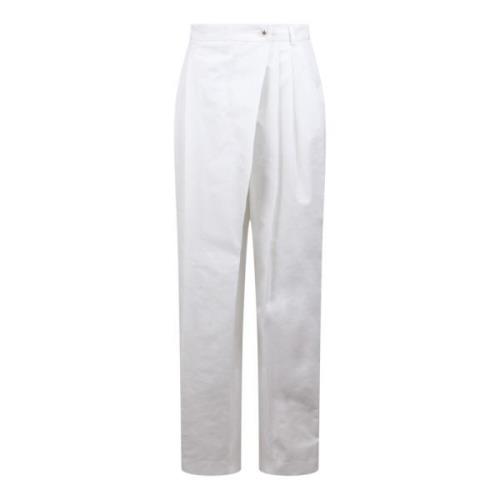 Flared Poplin Wrap Broek Dolce & Gabbana , White , Dames