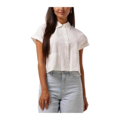 Witte korte mouw elegante blouse Y.a.s , White , Dames