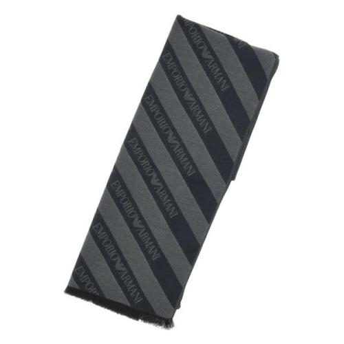 Logoed Bands Pashmina Sjaal Zwart Emporio Armani , Black , Heren