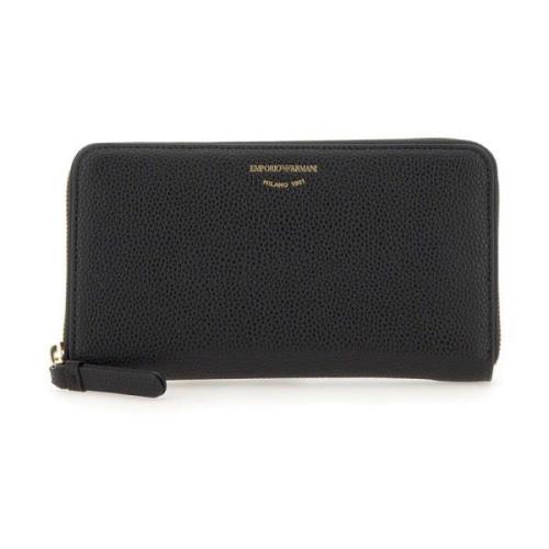 Zwarte vegan leren portemonnee met rits Emporio Armani , Black , Dames