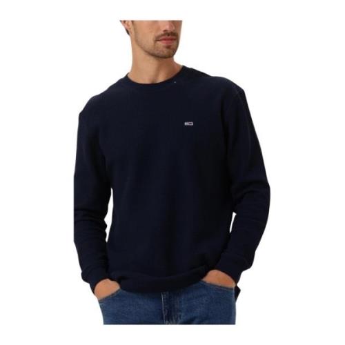 Blauwe Wafel L/S Tee Trui Tommy Jeans , Blue , Heren