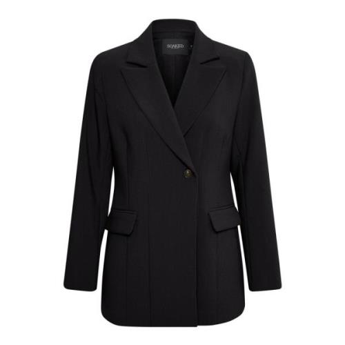 Klassieke Fitted Blazer Jas Zwart Soaked in Luxury , Black , Dames