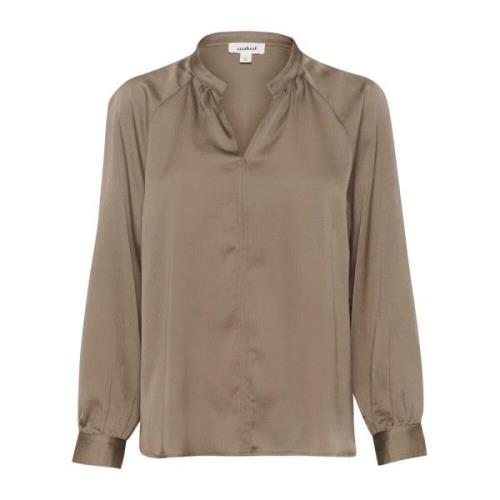 Elegante V-hals Blouse Morel Soaked in Luxury , Brown , Dames