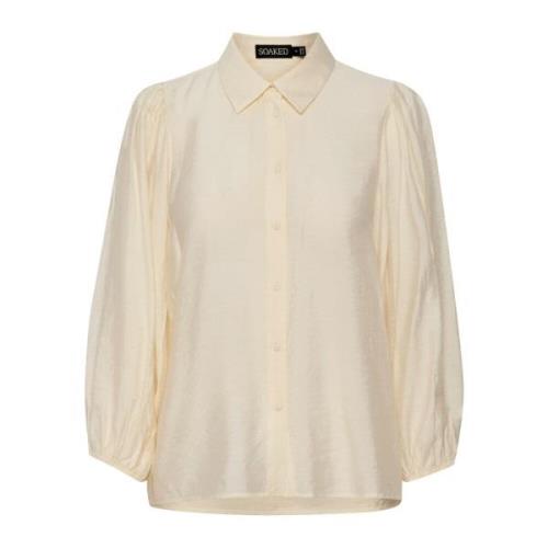 Vrouwelijk shirt met pofmouwen Soaked in Luxury , Beige , Dames