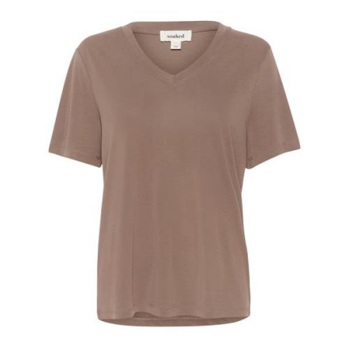 Losvallende V-hals Top Morel Soaked in Luxury , Brown , Dames