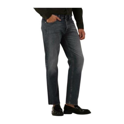 Straight Leg Jeans in Donkergrijs Tiger of Sweden , Gray , Heren