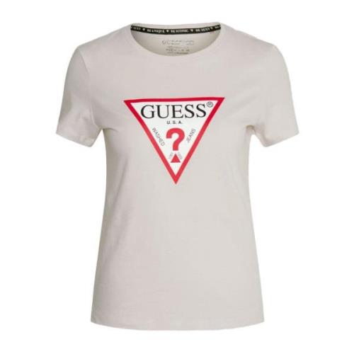 Katoen Logo T-shirt - Beige Guess , White , Dames