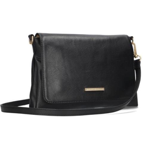 Zwarte Leren Crossbody Schoudertas Fred De La Bretoniere , Black , Dam...