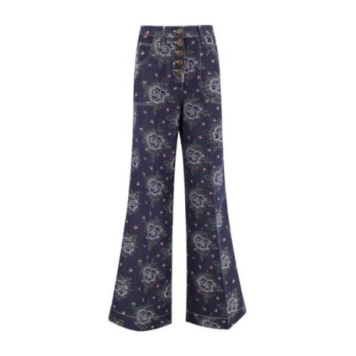 Bloemen Jacquard Flared Jeans Etro , Blue , Dames