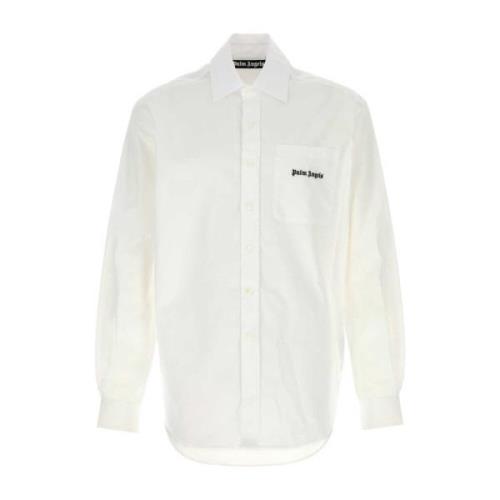 Klassieke Witte Poplin Overhemd Palm Angels , White , Heren