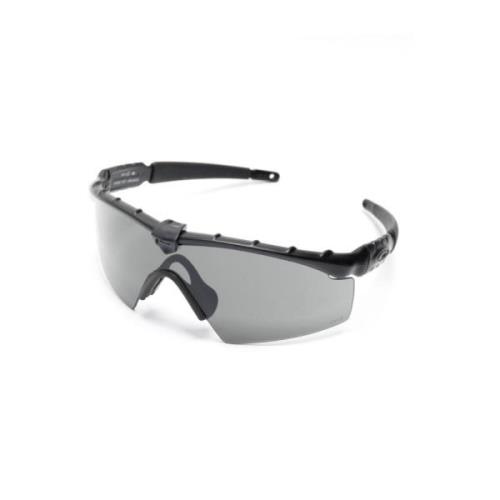 Zwarte Shield Zonnebril met Grijze Lenzen Oakley , Gray , Unisex