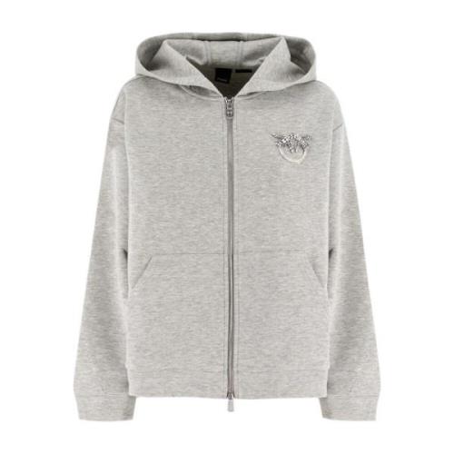 Love Birds Geborduurde Hoodie Pinko , Gray , Dames