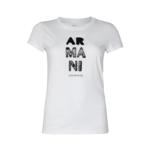 Basis T-shirt Casual Stijl Armani Exchange , White , Dames