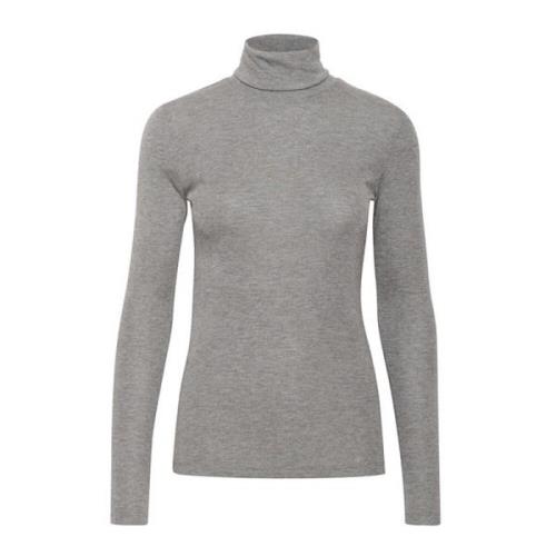 Rollneck T-Shirt Grijs Melange Kaffe , Gray , Dames