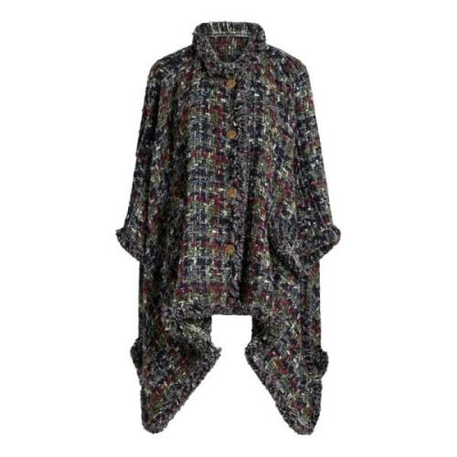 MultiColour Wolmix Bouclé Cape met Pegaso Knopen Etro , Multicolor , D...