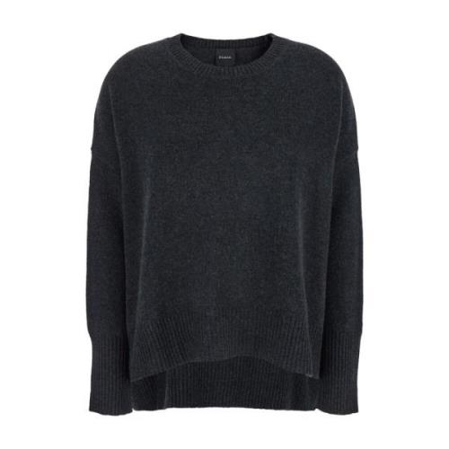 Donkergrijze Crewneck Cashmere Sweater Plain Units , Gray , Dames