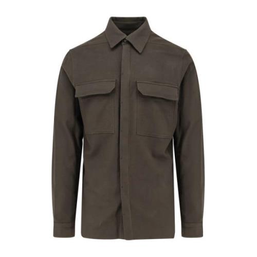 Flanellen Shirt met Verborgen Knoopsluiting Rick Owens , Green , Heren