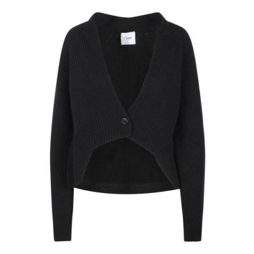 Geribbelde Mini Cardigan Gebreid Nude , Black , Dames