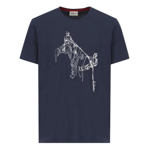 Casual Katoenen T-Shirt Luis Trenker , Blue , Heren