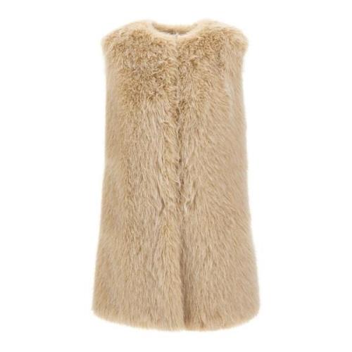 Faux Fur Vest Sand Extra Zacht Herno , Beige , Dames