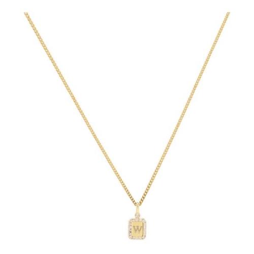 Tiny Pavé Tag Ketting Goud Vedder & Vedder , Yellow , Dames