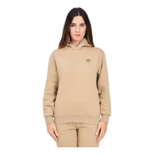 Beige hoodie met patchlogo Barrow , Brown , Dames