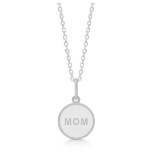 Zilveren MOM Ketting met Wit Emaille Frk. Lisberg , Gray , Dames