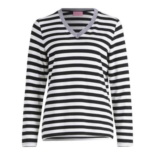 Gestreept V-hals T-shirt Betty Barclay , Black , Dames