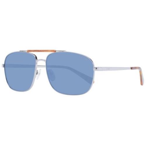 Gunmetal Pilot Zonnebril Blauwe Lens Guess , Gray , Unisex