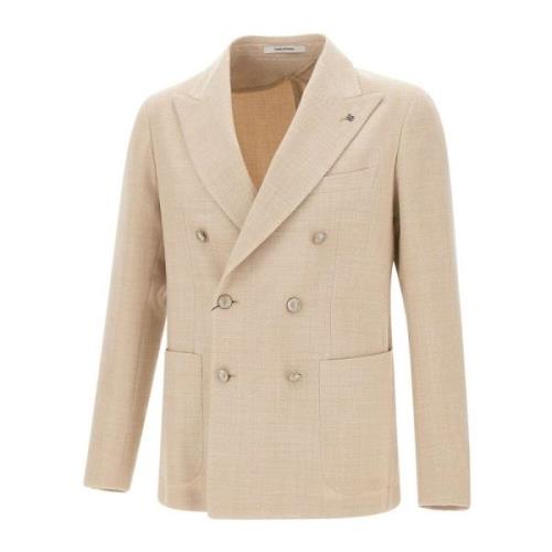 Heren Beige Blazer Jas Tagliatore , Beige , Heren