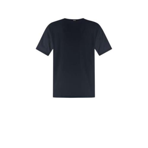 Katoenen Interlock T-shirt met Metalen Logo Herno , Black , Heren