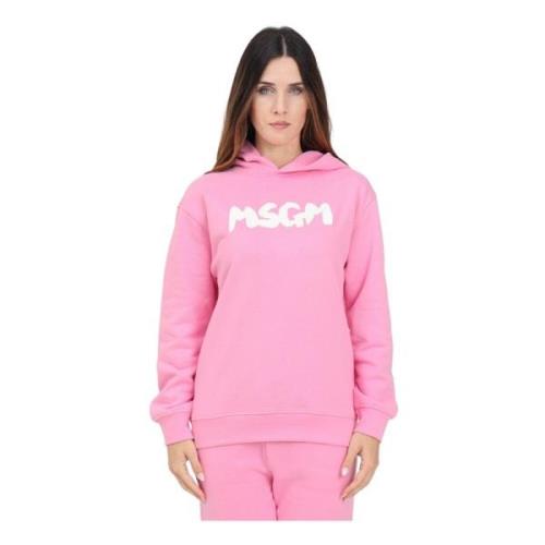 Roze hoodie trui met logo print Msgm , Pink , Dames