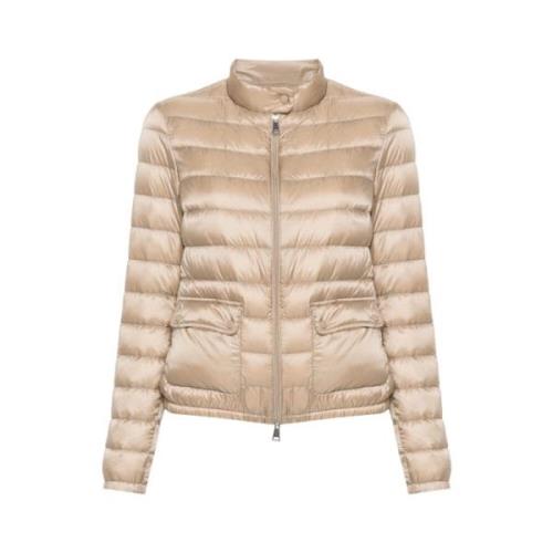 Beige Gewatteerde Donsjas met Opstaande Kraag Moncler , Beige , Dames