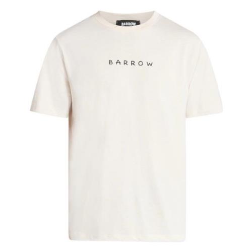 Katoenen Crew Neck Logo T-shirt Barrow , Beige , Heren