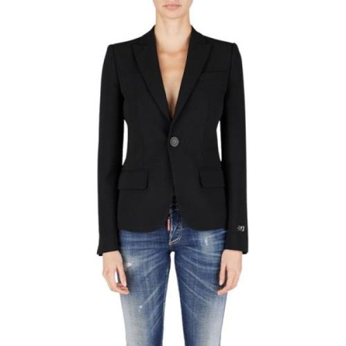 Zwart Wolblend Peak Lapel Blazer Dsquared2 , Black , Dames