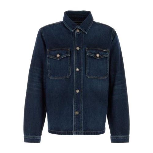 Stijlvolle Denim Jack Tom Ford , Blue , Heren