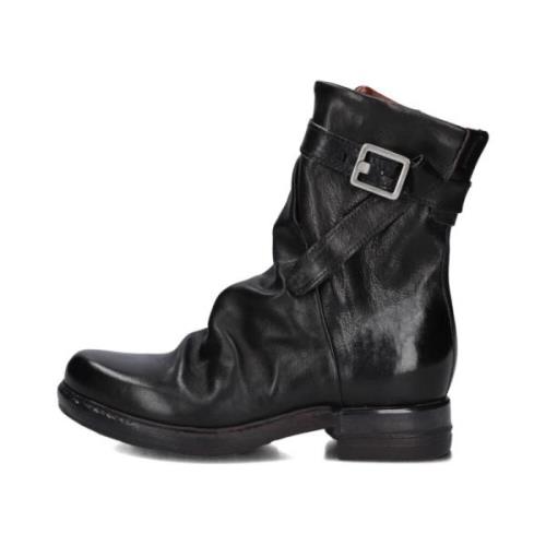 Zwarte Leren Enkellaarsjes A.s.98 , Black , Dames