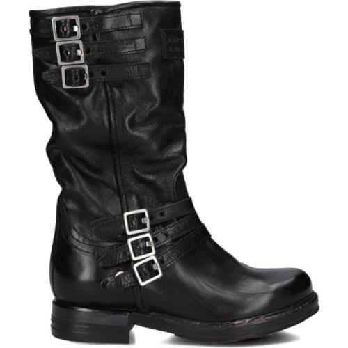 Zwarte Leren Dameslaarzen A.s.98 , Black , Dames