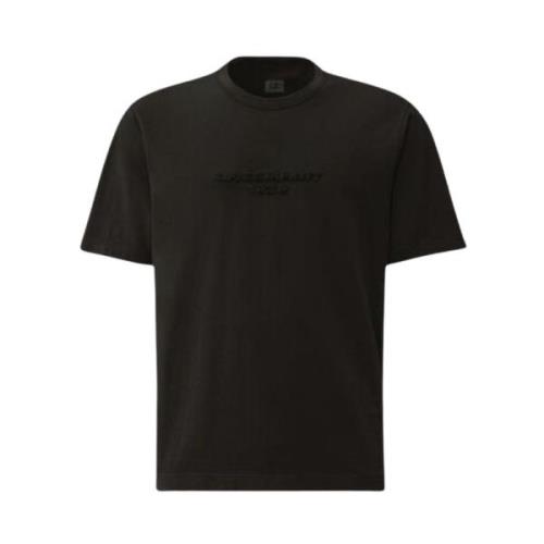 Geëmbosseerd Logo Korte Mouw T-Shirt C.p. Company , Black , Heren