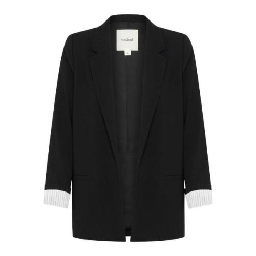 Fold-Up Blazer Zwart Soaked in Luxury , Black , Dames